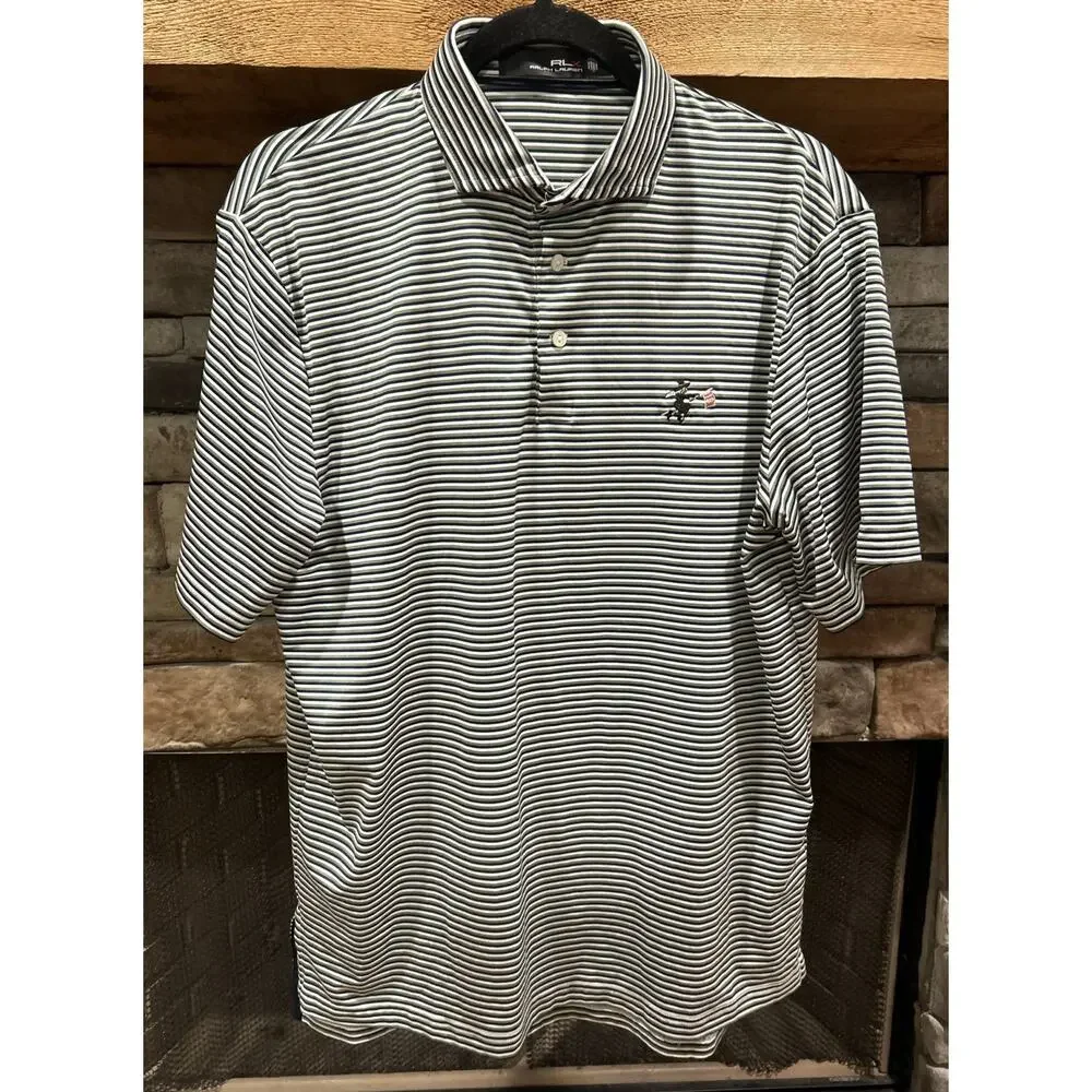 Men’s RLX Ralph Lauren STANWICH Golf Striped Polo Shirt Size M *A8